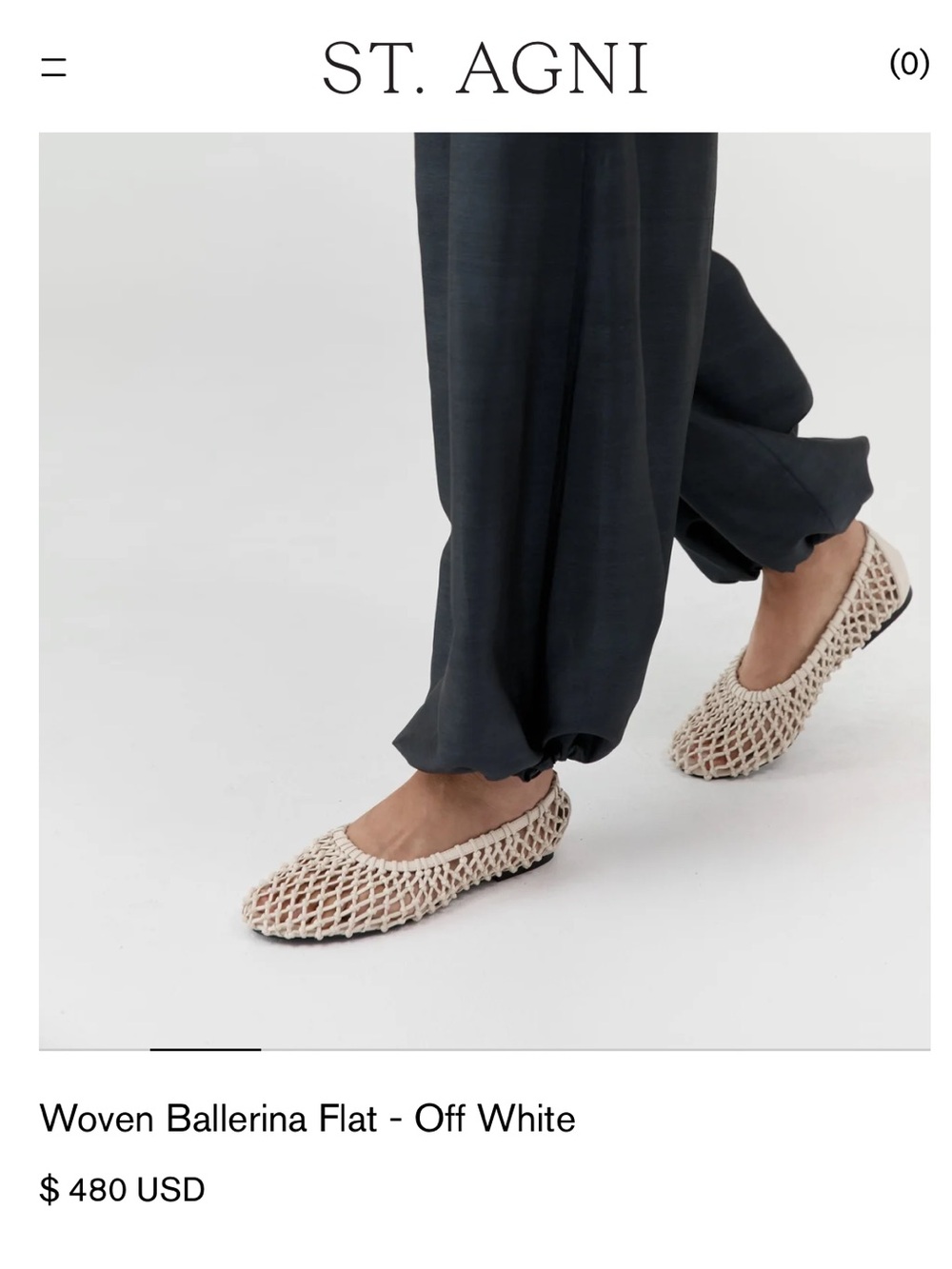 St. Agni Ivory Macramé Ballet Flats